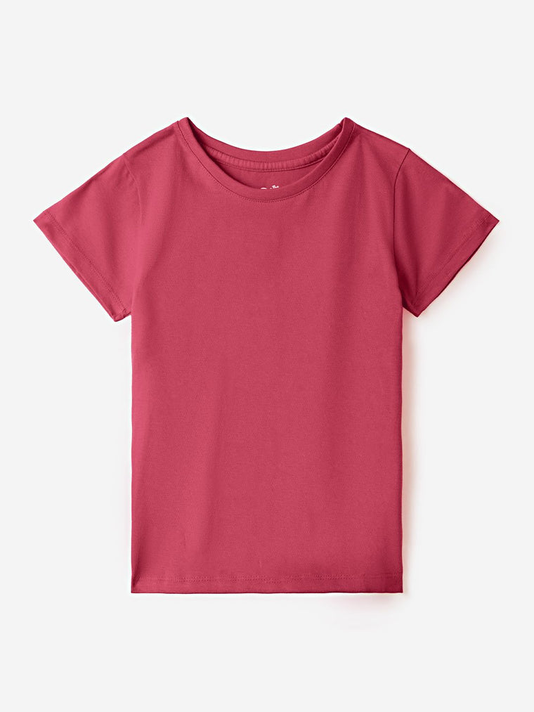 Solids: Rose Girls Cotton T-Shirts (2-8 Yrs)
