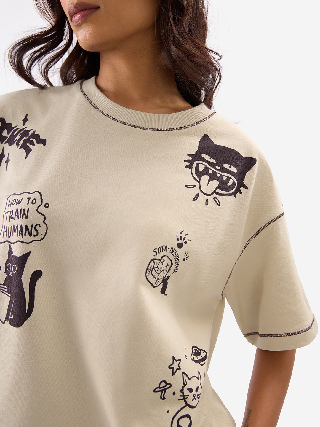 Ted The Stoner: Cat Displaced Women Oversized T-Shirts