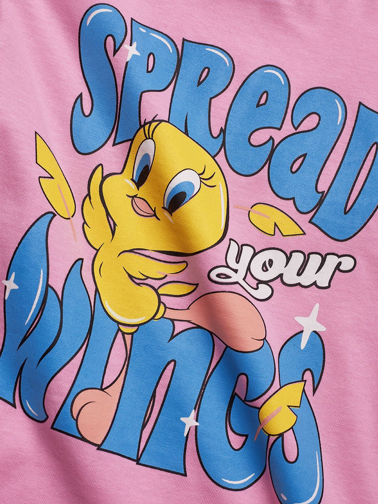 Looney Tunes: Spread Your Wings Girls Cotton Flutter Sleeve Tops (2-8 Yrs)