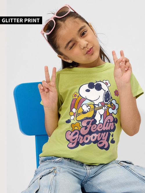 Peanuts: Groovy Vibes Girls Cotton T-Shirts (2-8 Yrs)