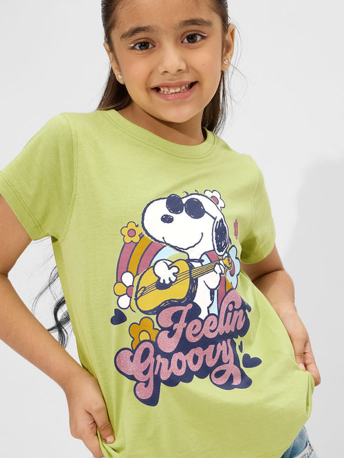 Peanuts: Groovy Vibes Girls Cotton T-Shirts (2-8 Yrs)
