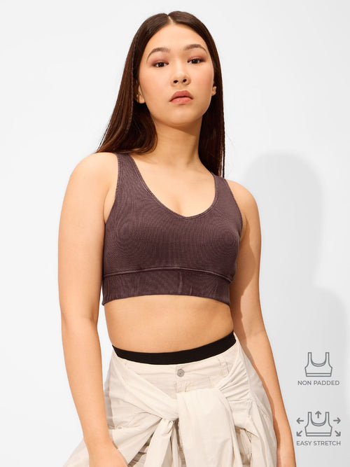 Solids: Acid Wash Mocha Women Bralette
