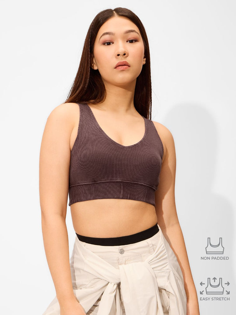 Solids: Acid Wash Mocha Women Bralette