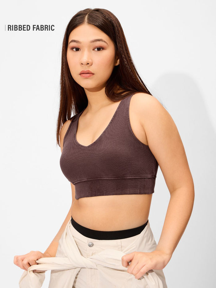 Solids: Acid Wash Mocha Women Bralette