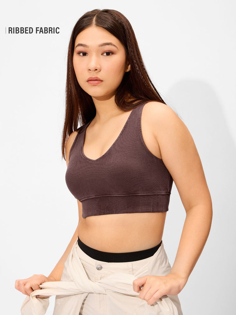 Solids: Acid Wash Mocha Women Bralette