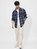 Plaid: Blue Men Utility Shirts