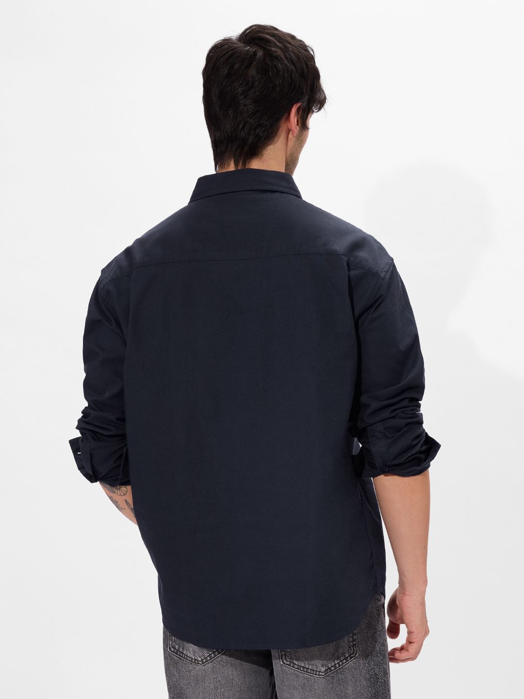 Solids: Navy Men Utility Shirts