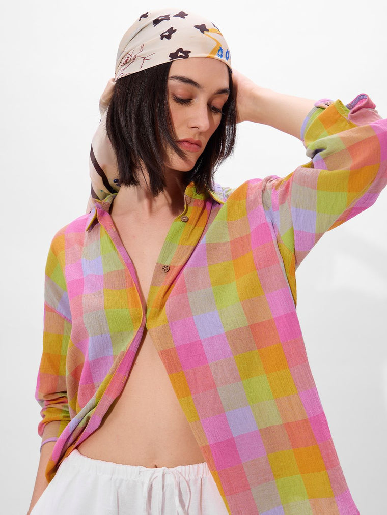 Textured Shirt: Tex Mex Women Oversized Shirts