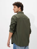 Solids: Olive Green Men Utility Shirts