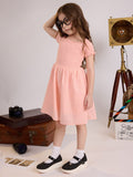 Solids: Fuzzy Peach Girls Cotton Dresses (2-8 Yrs)