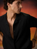 Solids: Black Men Textured Shirts