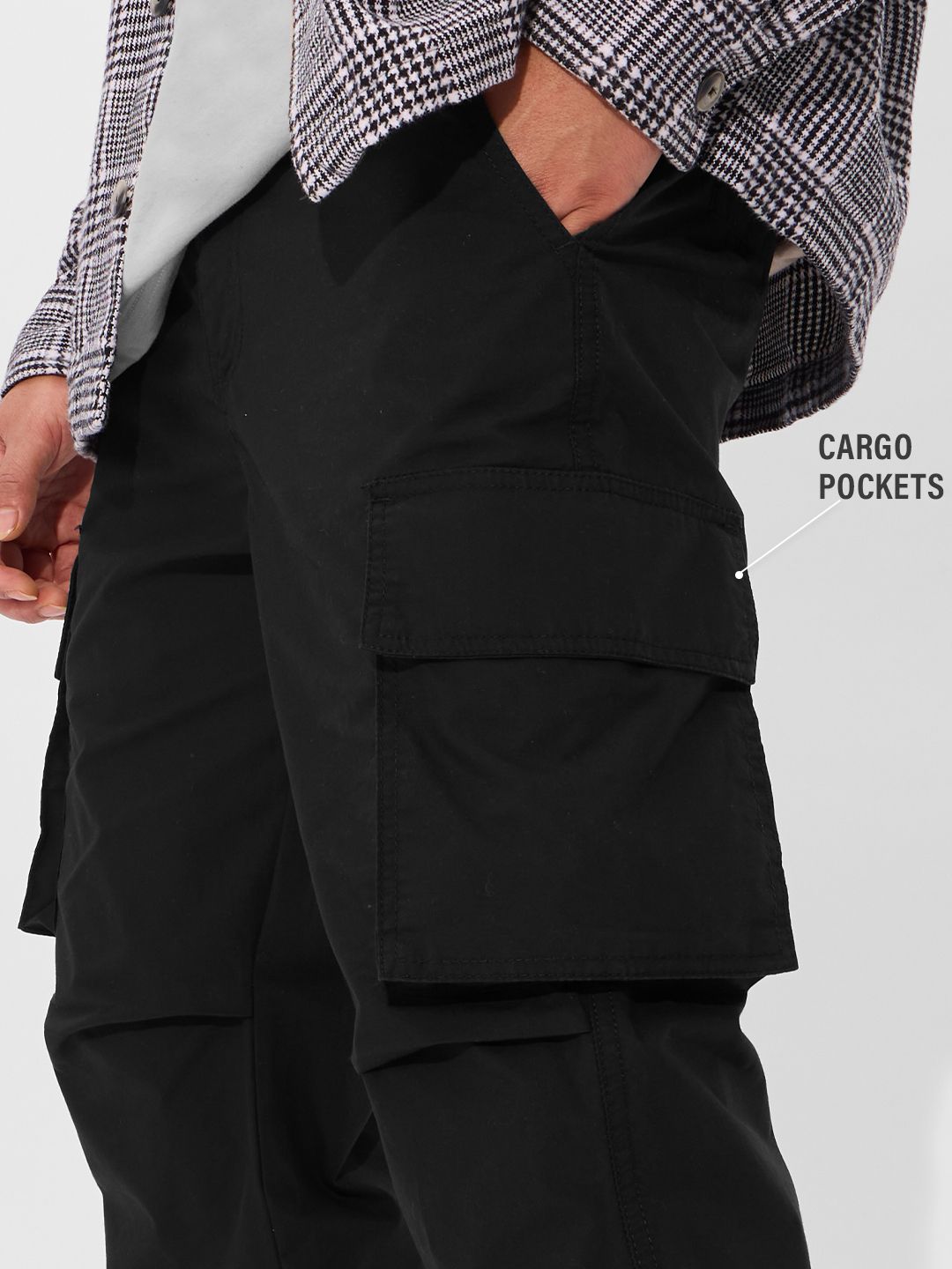 Solids: Ink Black Men Parachute Pants
