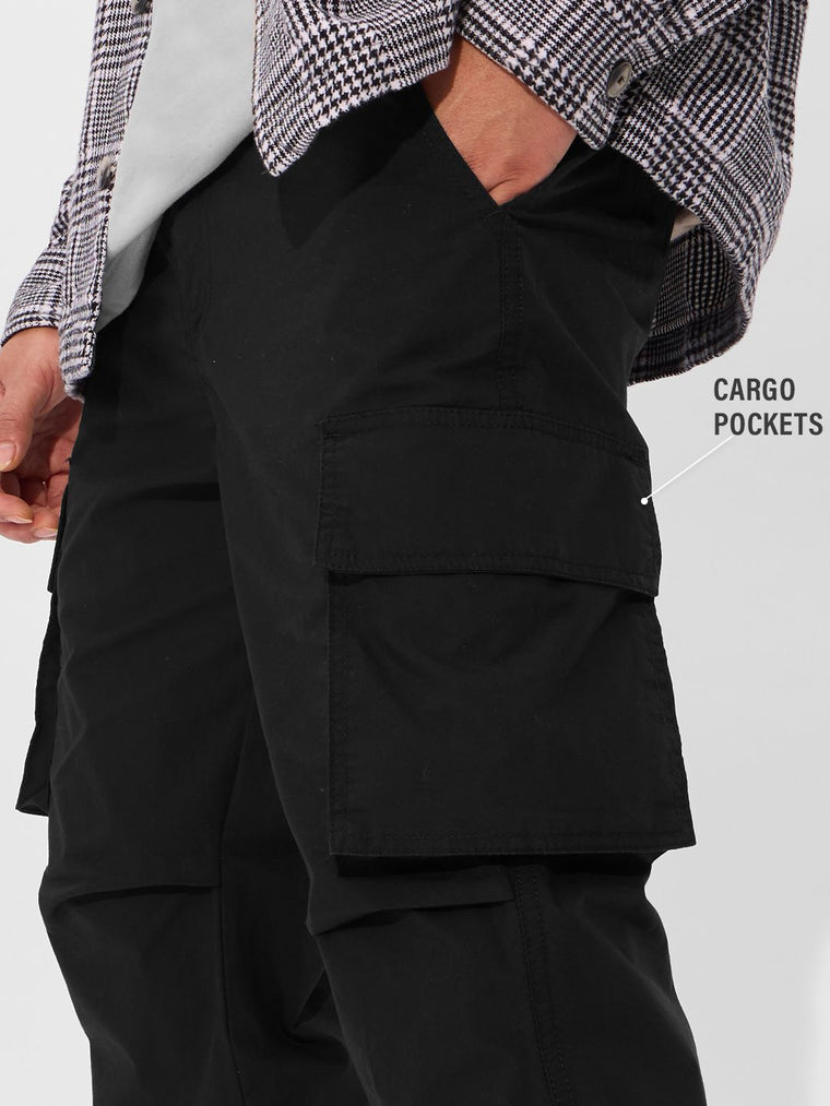 Solids: Ink Black Men Parachute Pants