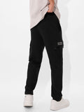 Solids: Jet Black Men Cargo Joggers