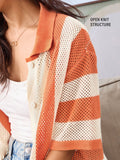 Open Knit Shirt: Apricot Women Oversized Shirts