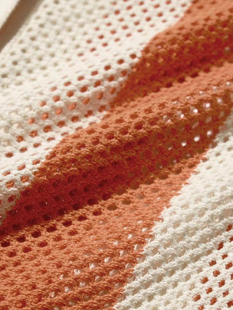 Open Knit Shirt: Apricot Women Oversized Shirts