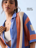 Open Knit Shirt: Carnelian Women Oversized Shirts