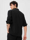Cotton Linen: Midnight Black Cotton Linen Shirts