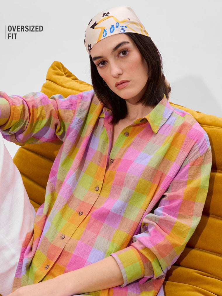 Textured Shirt: Tex Mex Women Oversized Shirts