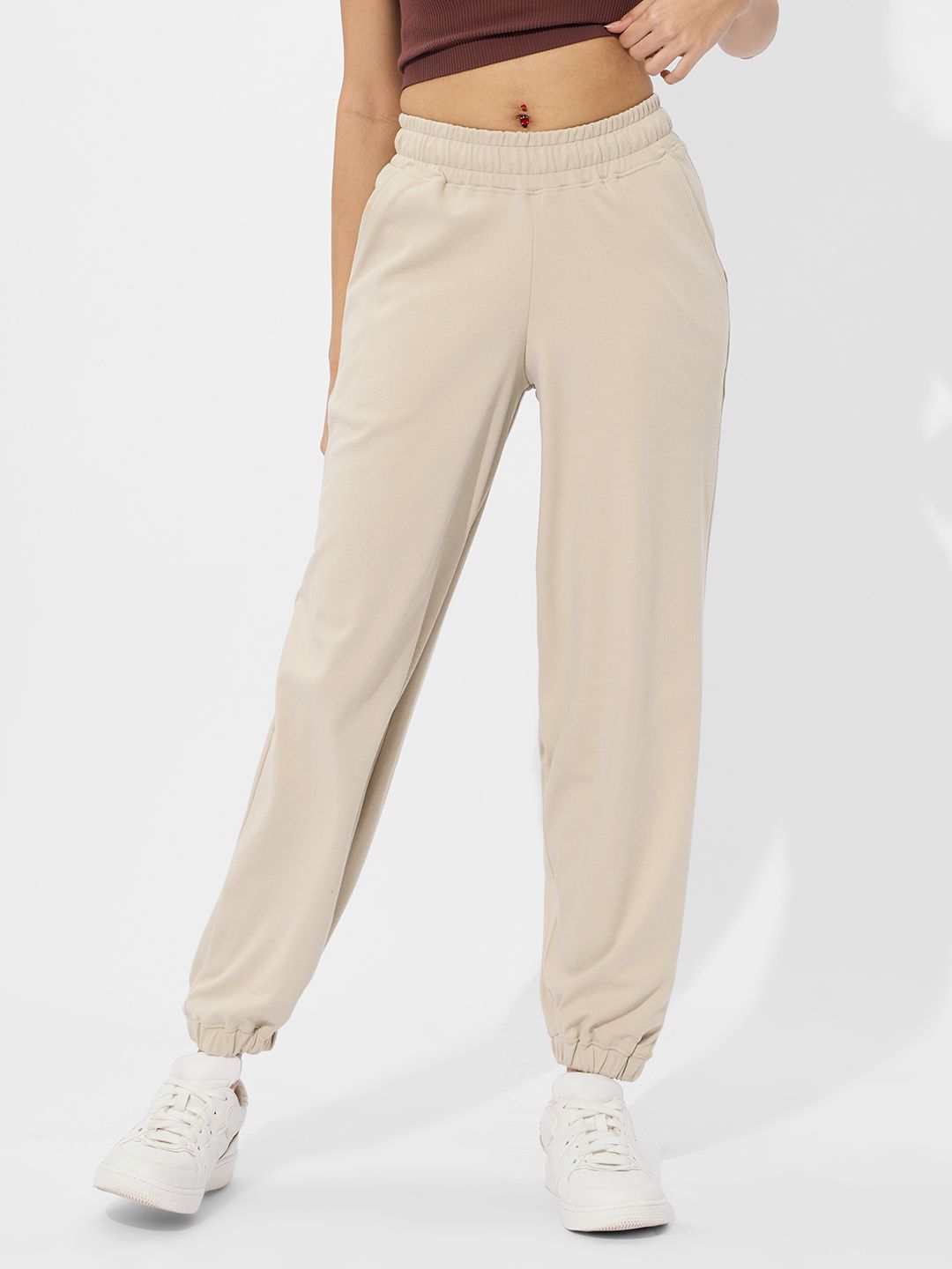 Solids Joggers: Off-White Women Cinched Joggers