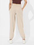 Solids Joggers: Off-White Women Cinched Joggers
