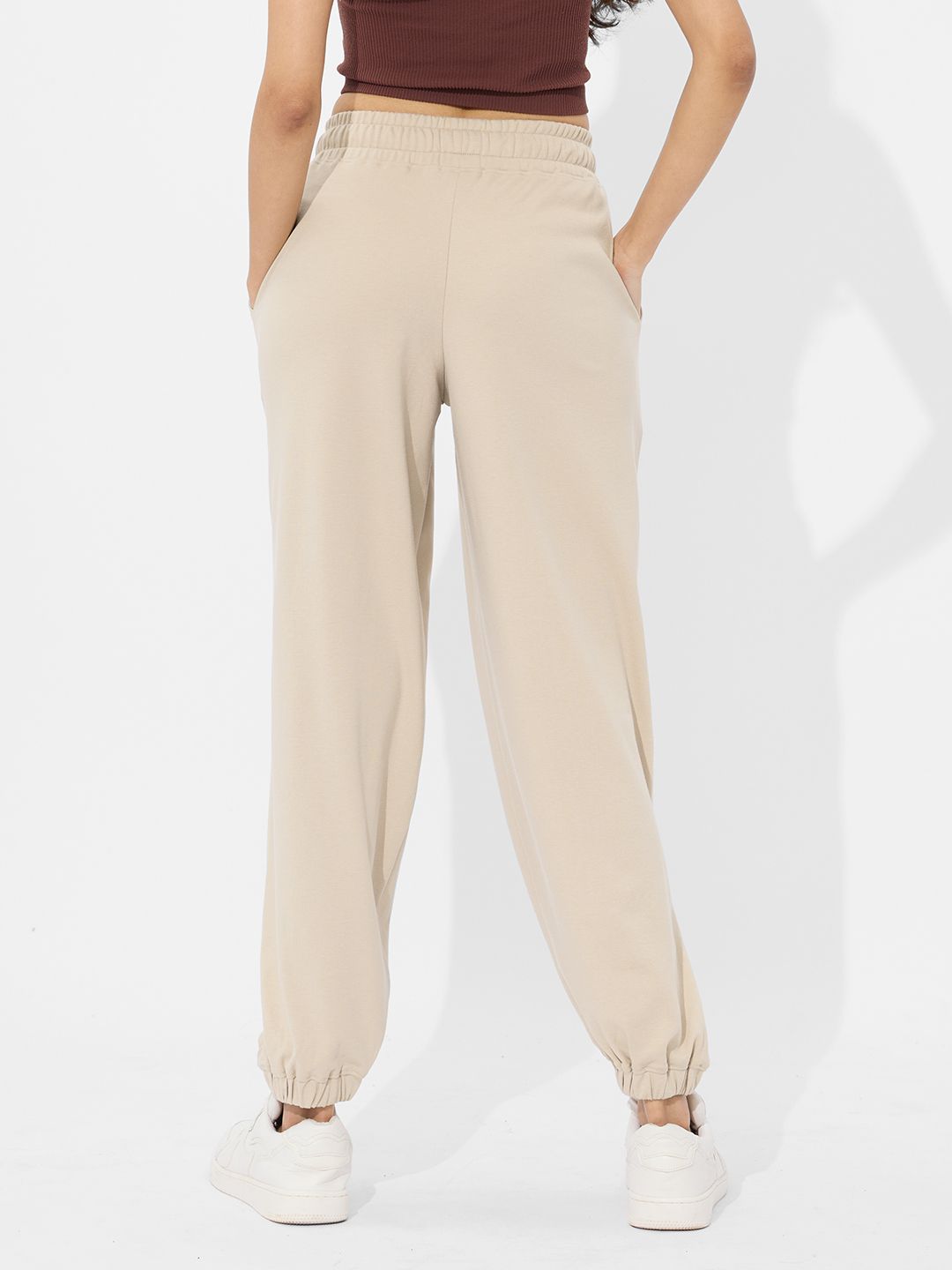 Solids Joggers: Off-White Women Cinched Joggers