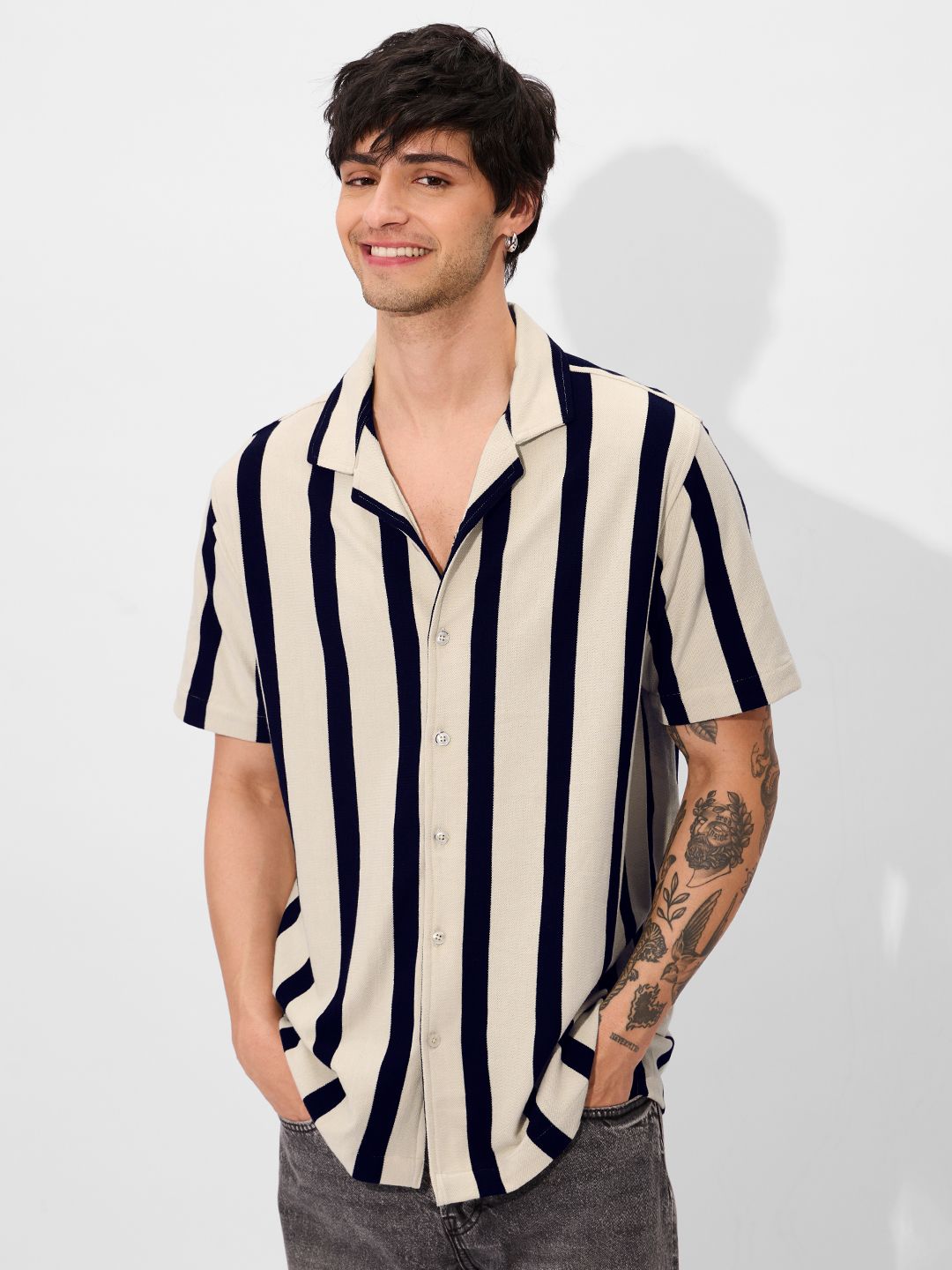 Striped Shirt: Eclipse Men Textured Shirts