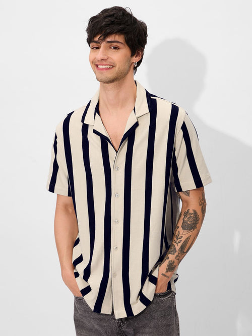 Striped Shirt: Eclipse Men Textured Shirts