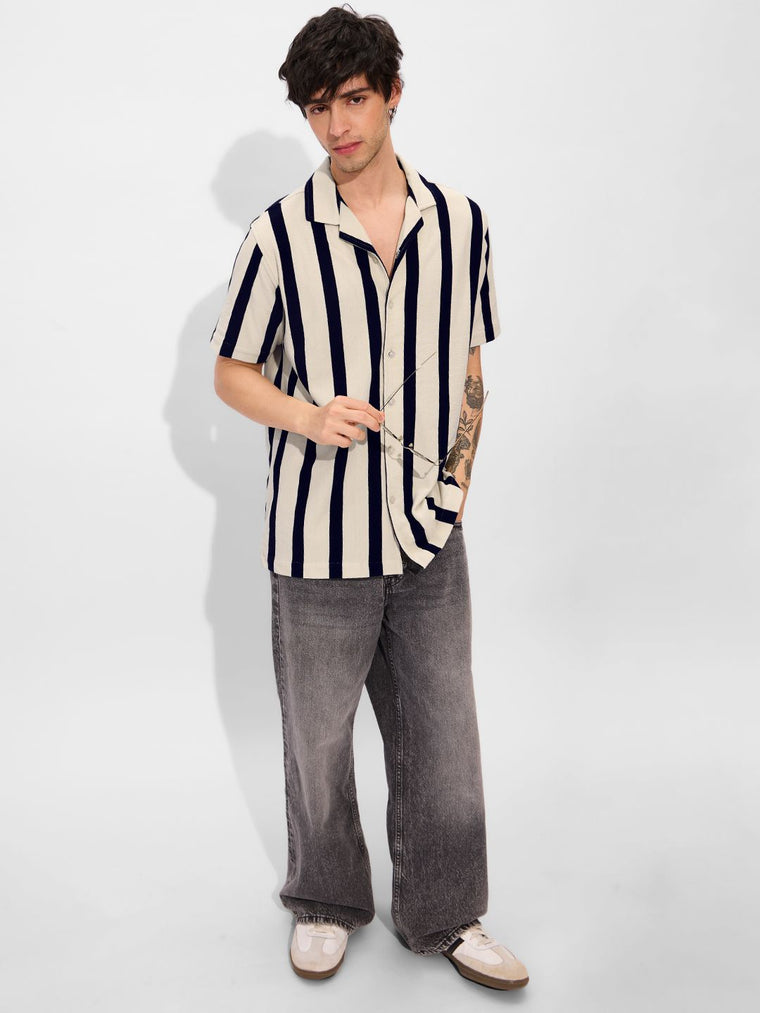 Striped Shirt: Eclipse Men Textured Shirts
