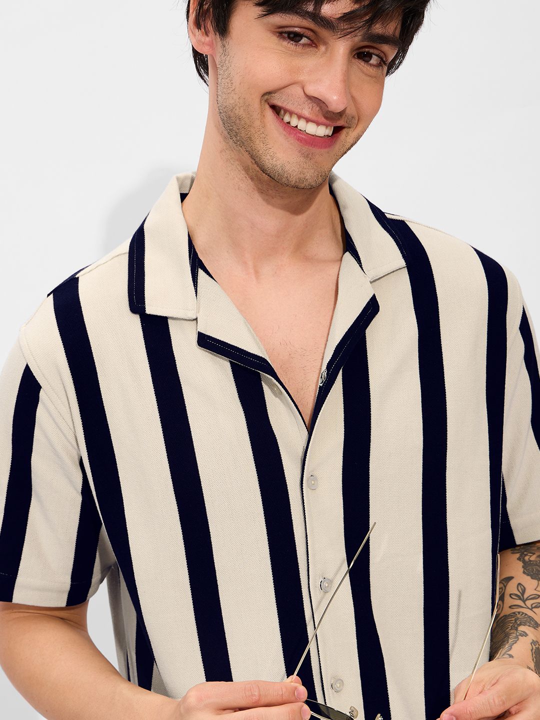 Striped Shirt: Eclipse Men Textured Shirts