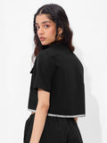 Solids: Black Onyx Women Cropped Shirts
