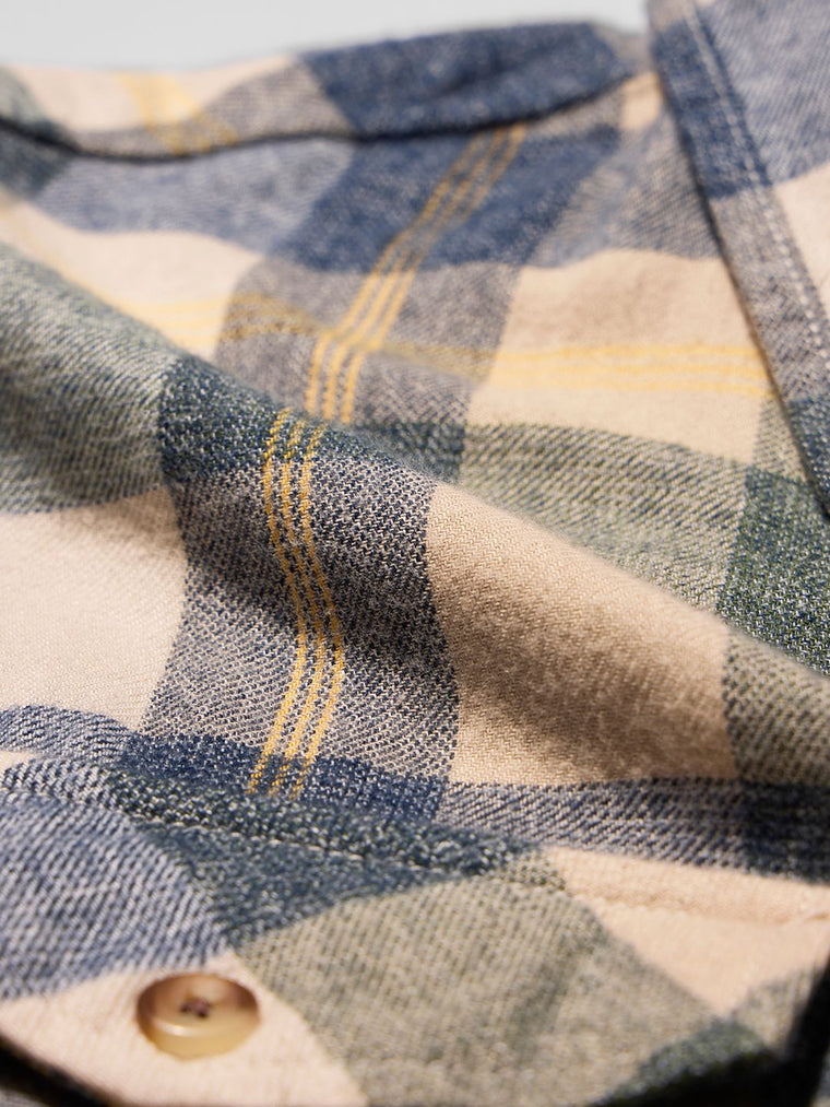 Plaid: Blue, Green, and Yellow Men Utility Shirts