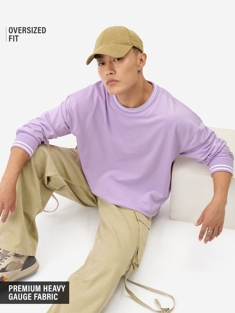 Solids: Pale Purple Oversized Full Sleeve T-Shirts