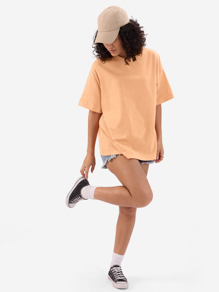Street Solids: Fuzzy Peach Women Oversized T-Shirts