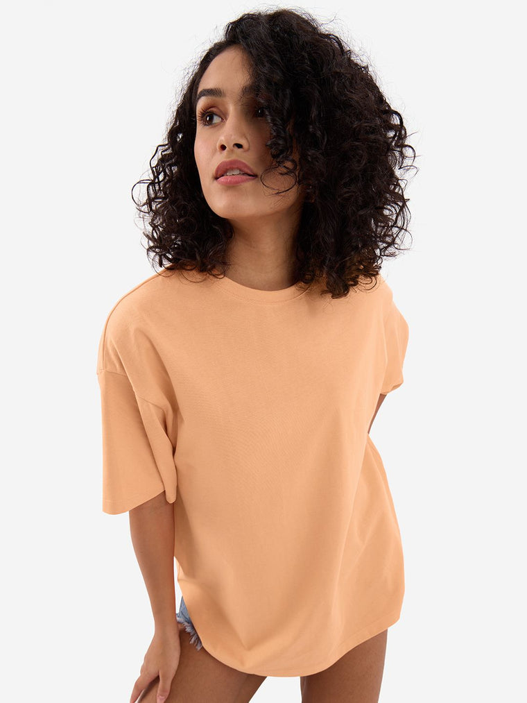 Street Solids: Fuzzy Peach Women Oversized T-Shirts