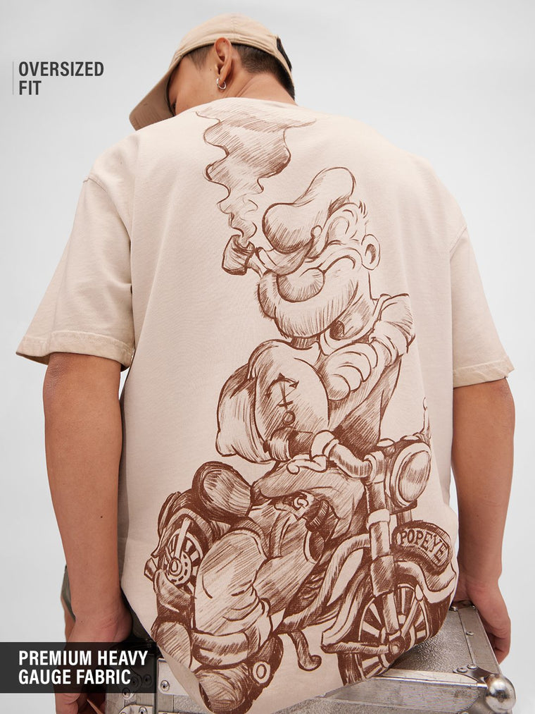 Popeye: Biker Sketch Oversized T-Shirts