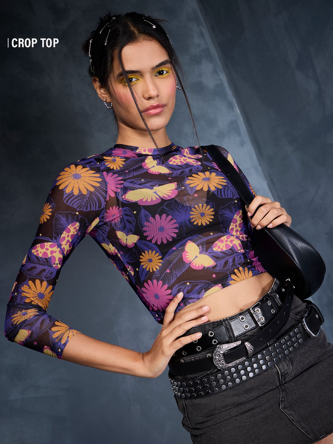 Mesh Top: Floral Night Women Fashion Tops