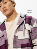 Plaid Hooded Shacket: Mauve Mist Men Shackets