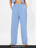 Linen Pant: Carolina Blue Women Straight Pants