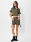 Cropped Shirt: Olive Women Fashion Tops