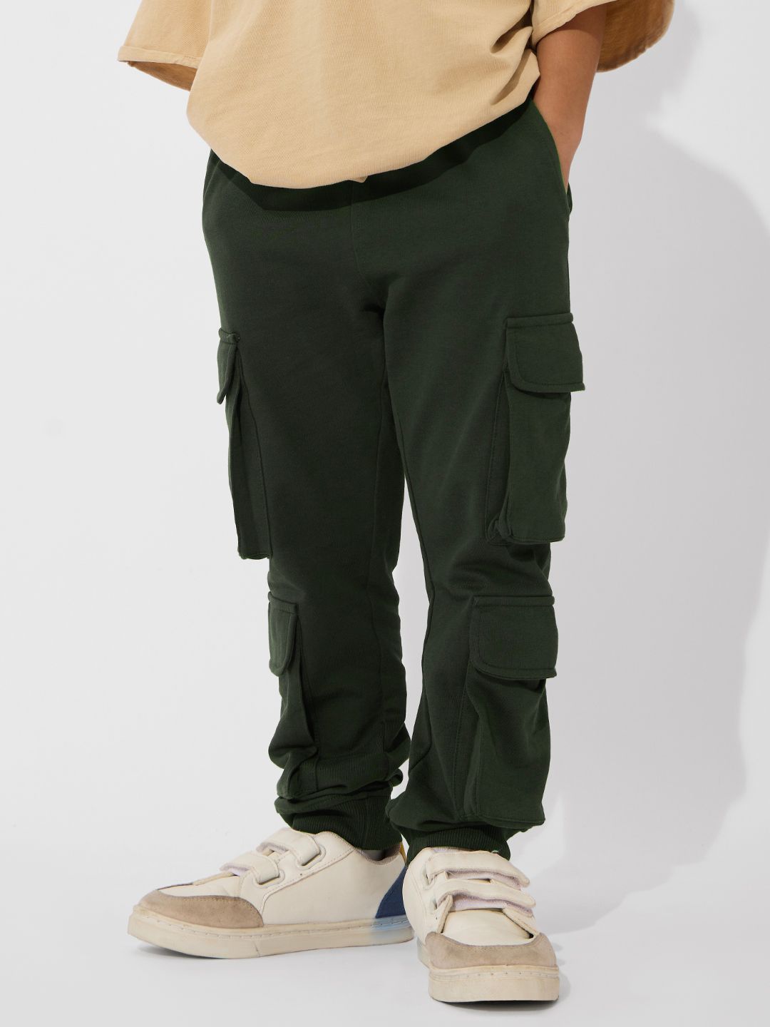 Solids: Olive Green Boys Cotton Joggers (2-8 Yrs)