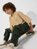 Solids: Olive Green Boys Cotton Joggers (2-8 Yrs)