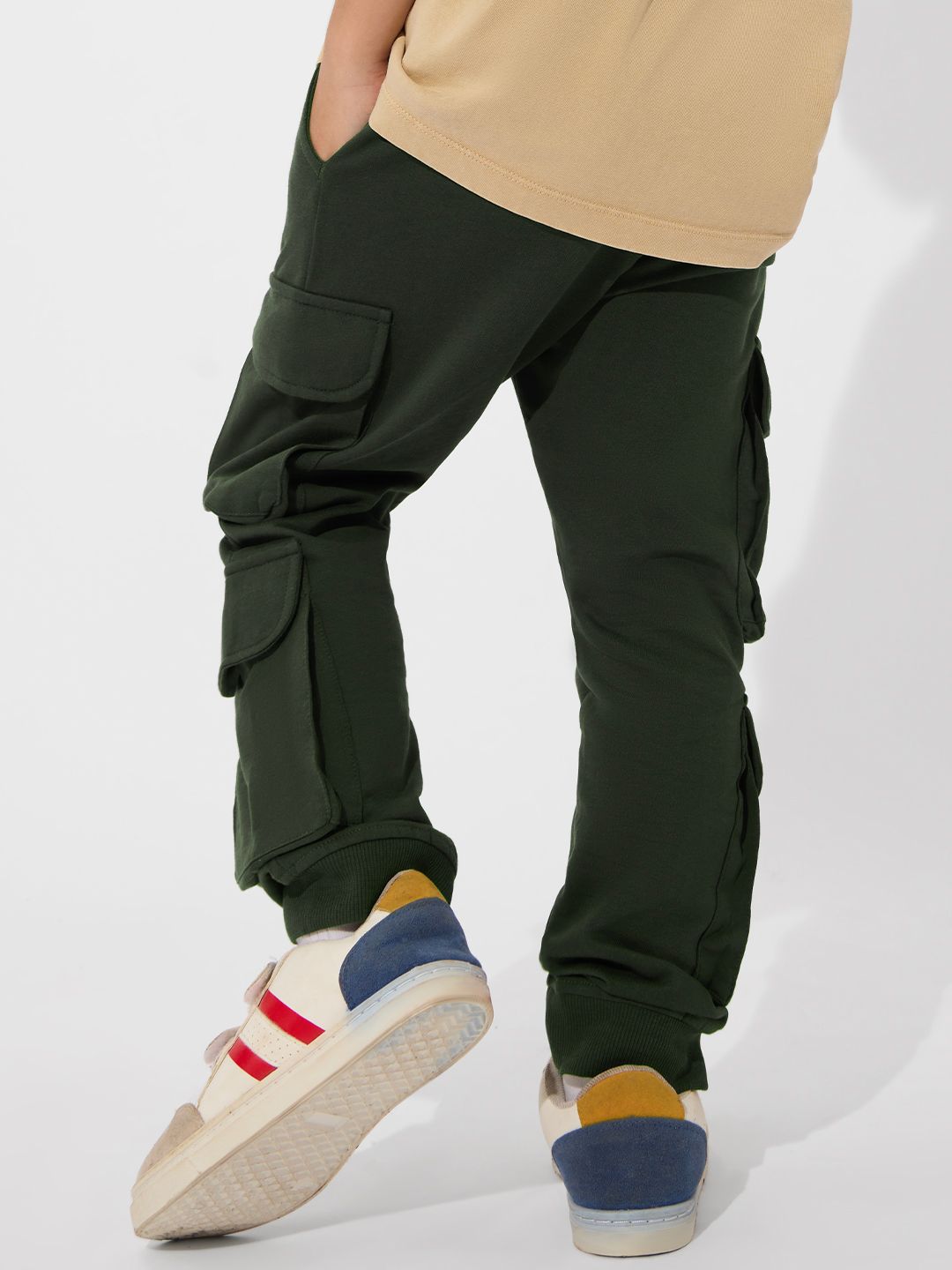 Solids: Olive Green Boys Cotton Joggers (2-8 Yrs)