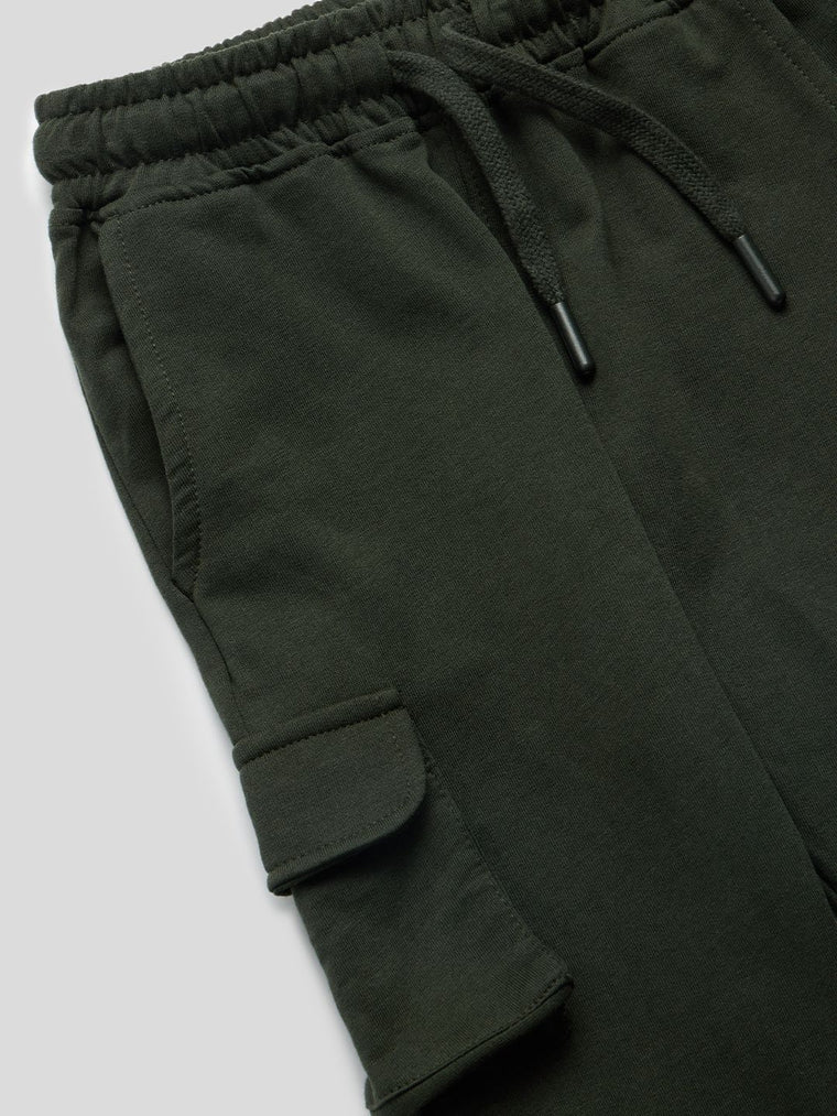 Solids: Olive Green Boys Cotton Joggers (2-8 Yrs)