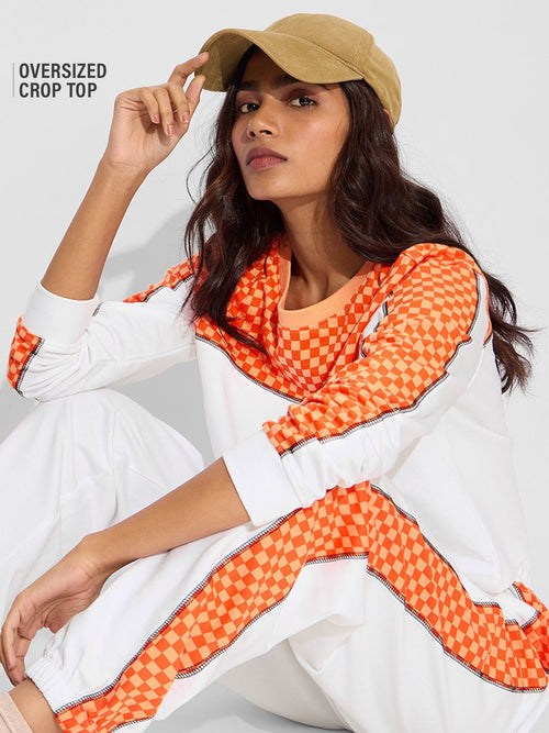 TSS Originals: Orange Racer Women Oversized Cropped T-Shirts