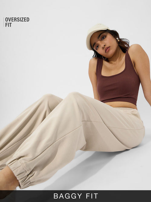 Solids Joggers: Off-White Women Cinched Joggers