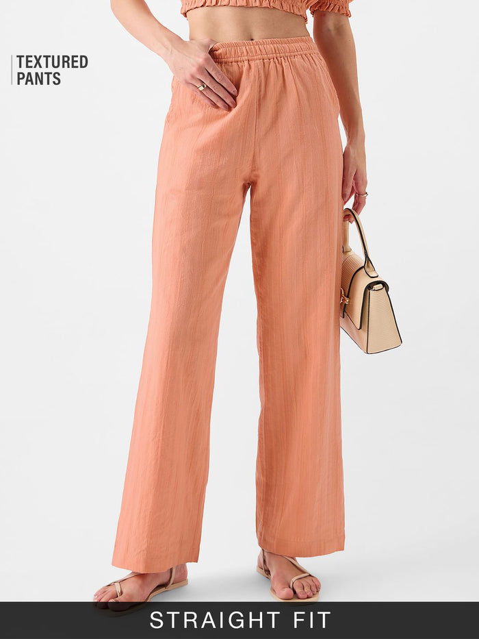 Solids: Apricot Women Straight Pants