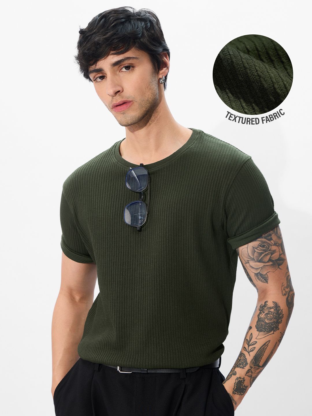 Korean T-shirt: Olive T-Shirts