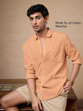 Cotton Linen: Peach Cotton Linen Shirts