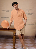 Cotton Linen: Peach Cotton Linen Shirts